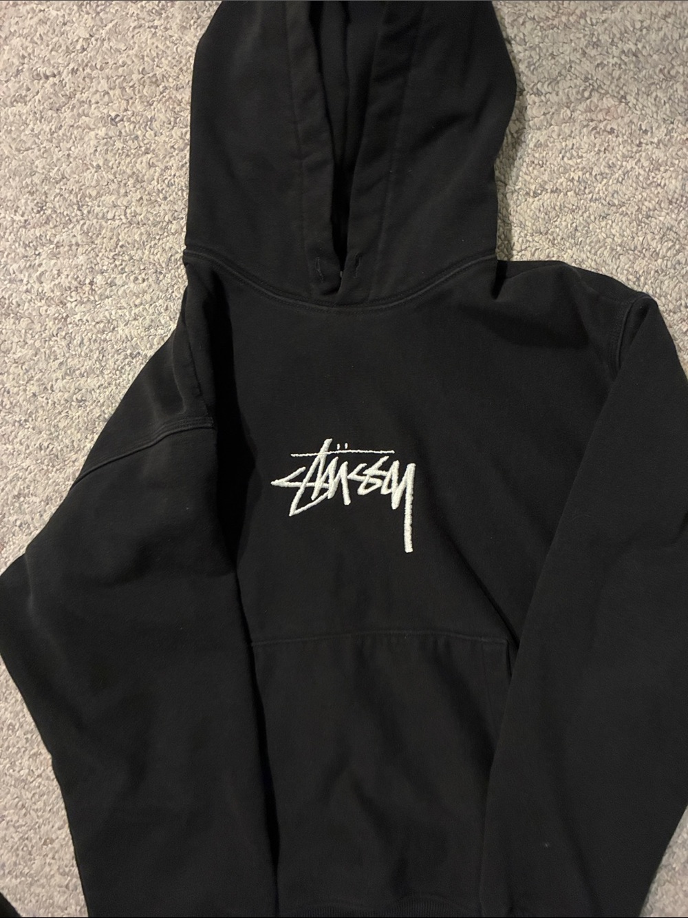 Stussy Black Hoodie with White Logo